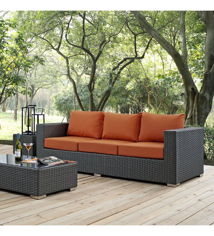 Sojourn Outdoor Patio Sunbrella¬Æ Sofa in Canvas Tuscan - Lexmod