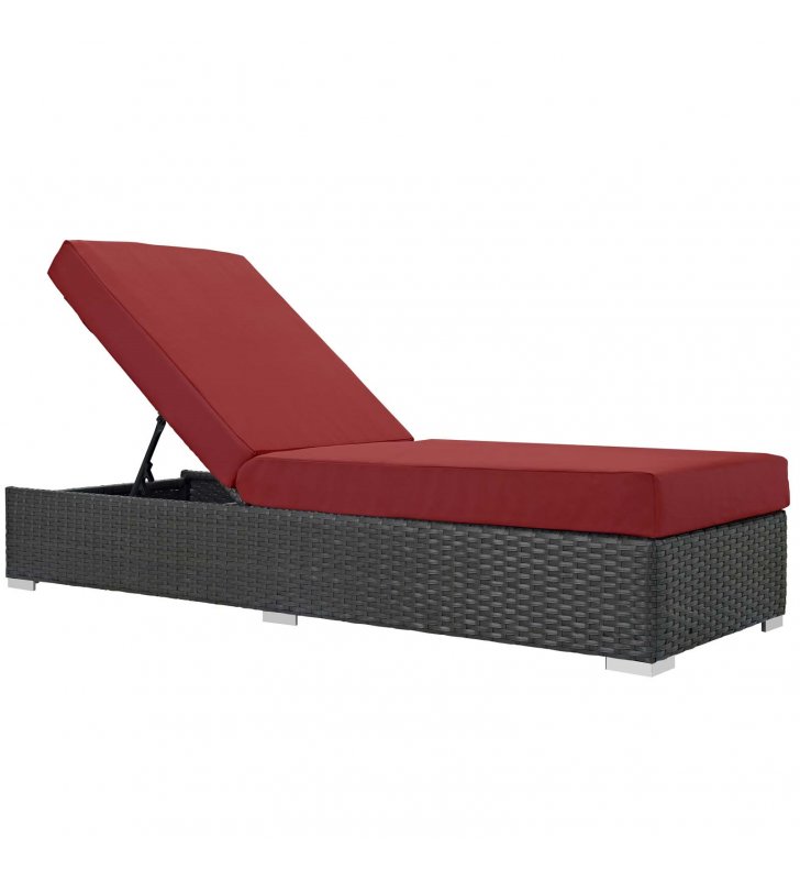 Sojourn Outdoor Patio Sunbrella Chaise Lounge in Canvas Red - Lexmod