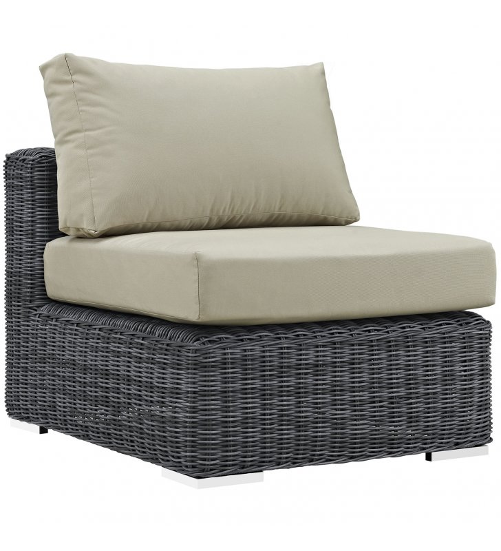 Summon Outdoor Patio Sunbrella Armless in Canvas Antique Beige - Lexmod