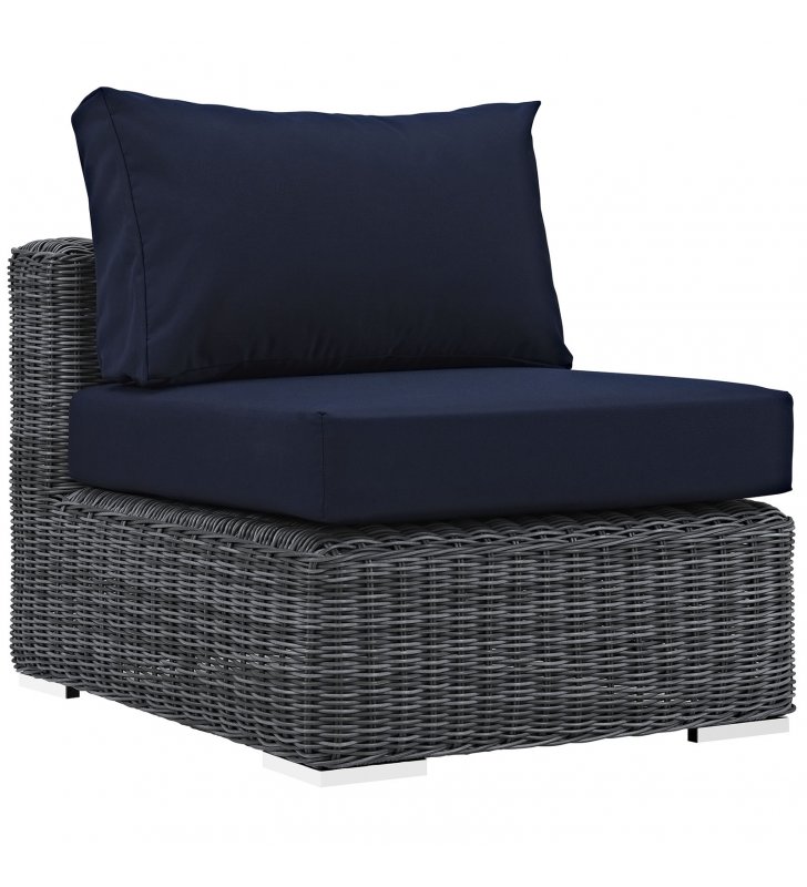Summon Outdoor Patio Sunbrella Armless in Canvas Navy - Lexmod