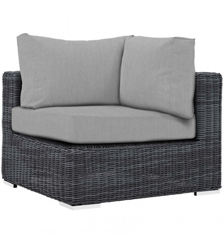 Summon Outdoor Patio Sunbrella Corner in Canvas Gray - Lexmod
