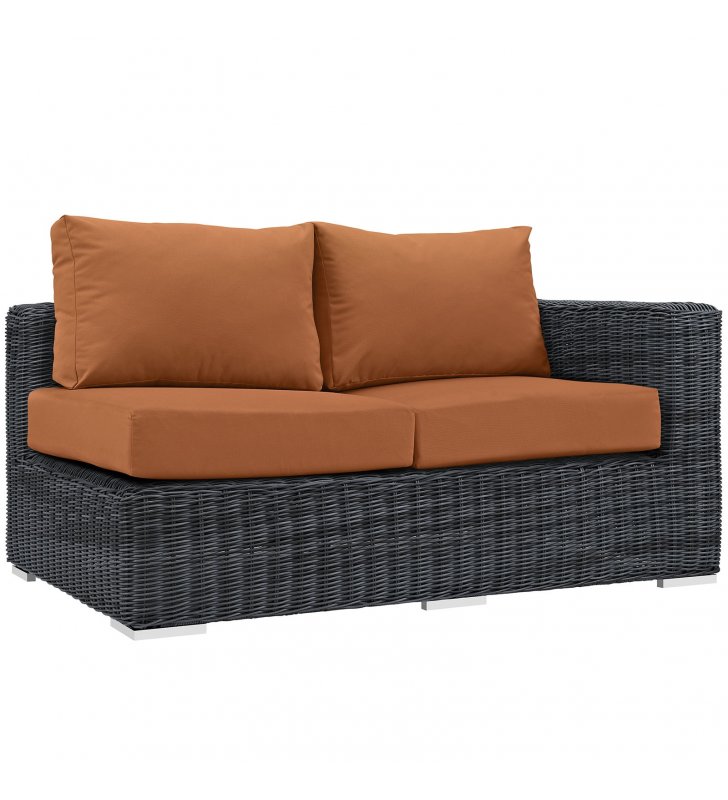 Summon Outdoor Patio Sunbrella Right Arm Loveseat in Canvas Tuscan - Lexmod