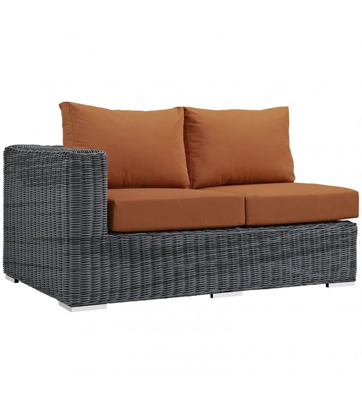 Summon Outdoor Patio Sunbrella Left Arm Loveseat in Canvas Tuscan - Lexmod