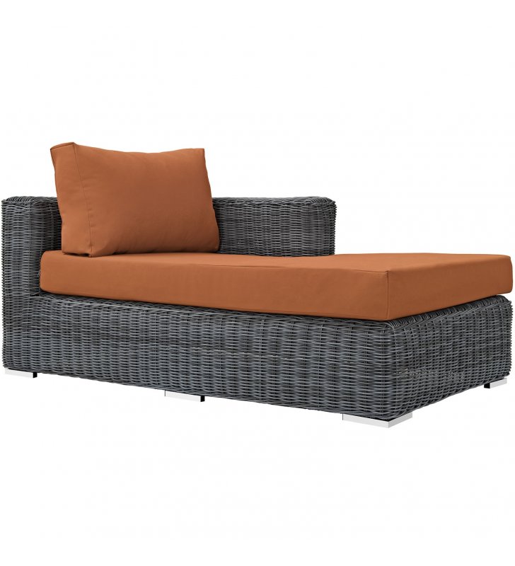 Summon Outdoor Patio Sunbrella Right Arm Chaise in Canvas Tuscan - Lexmod