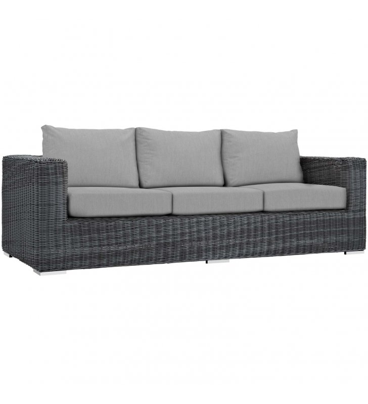 Summon Outdoor Patio Sunbrella Sofa in Canvas Gray - Lexmod
