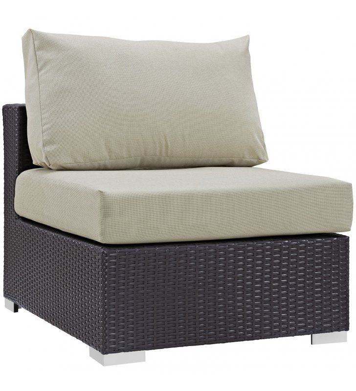 Convene Outdoor Patio Armless in Espresso Beige - Lexmod