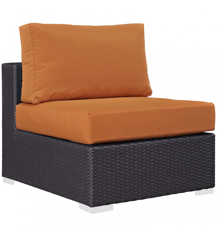 Convene Outdoor Patio Armless in Espresso Orange - Lexmod