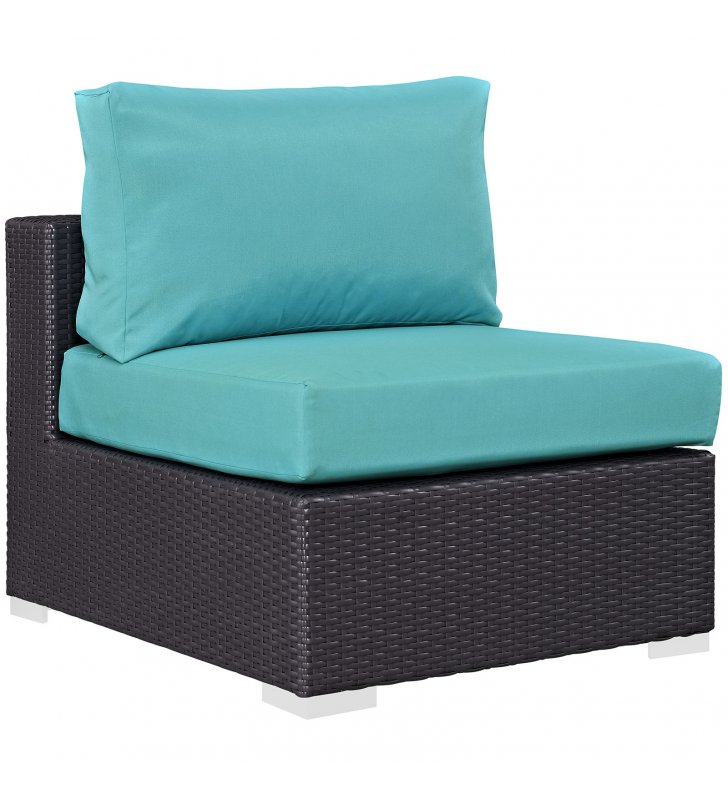 Convene Outdoor Patio Armless in Espresso Turquoise - Lexmod