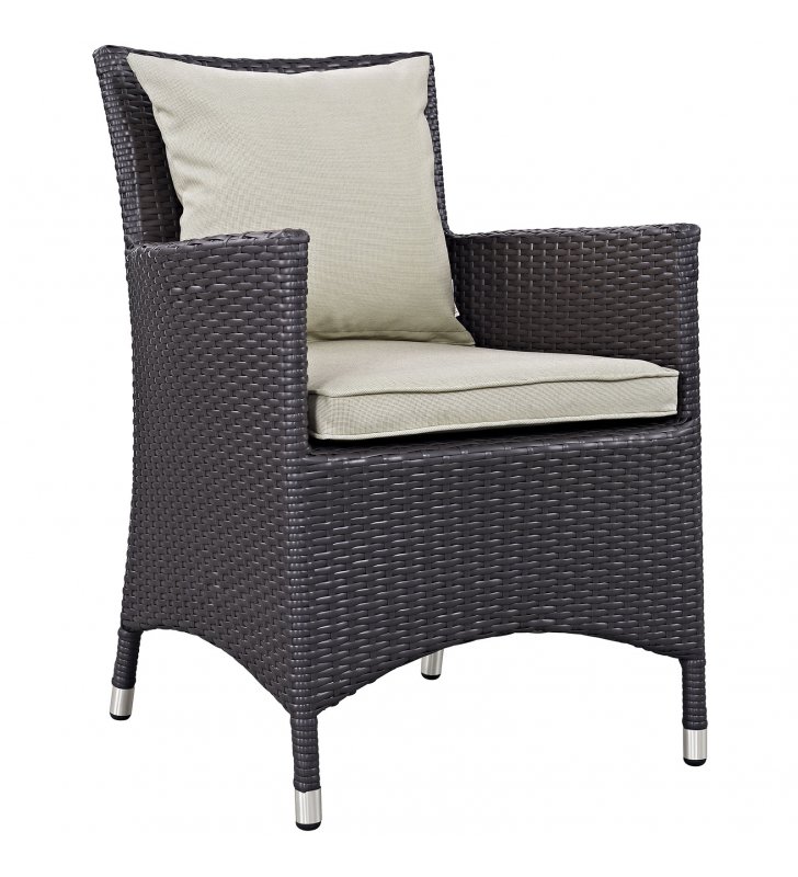 Convene Dining Outdoor Patio Armchair in Espresso Beige - Lexmod