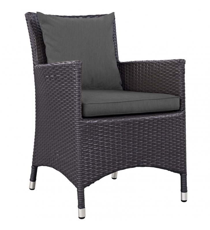 Convene Dining Outdoor Patio Armchair in Espresso Charcoal - Lexmod