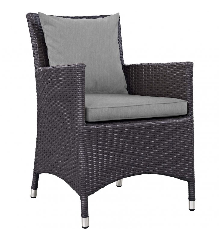 Convene Dining Outdoor Patio Armchair in Espresso Gray - Lexmod