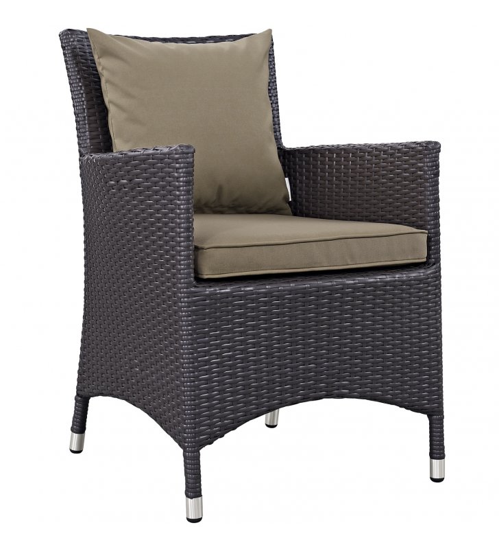 Convene Dining Outdoor Patio Armchair in Espresso Mocha - Lexmod
