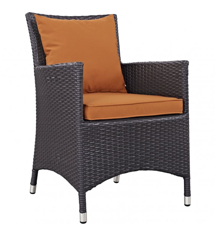 Convene Dining Outdoor Patio Armchair in Espresso Orange - Lexmod