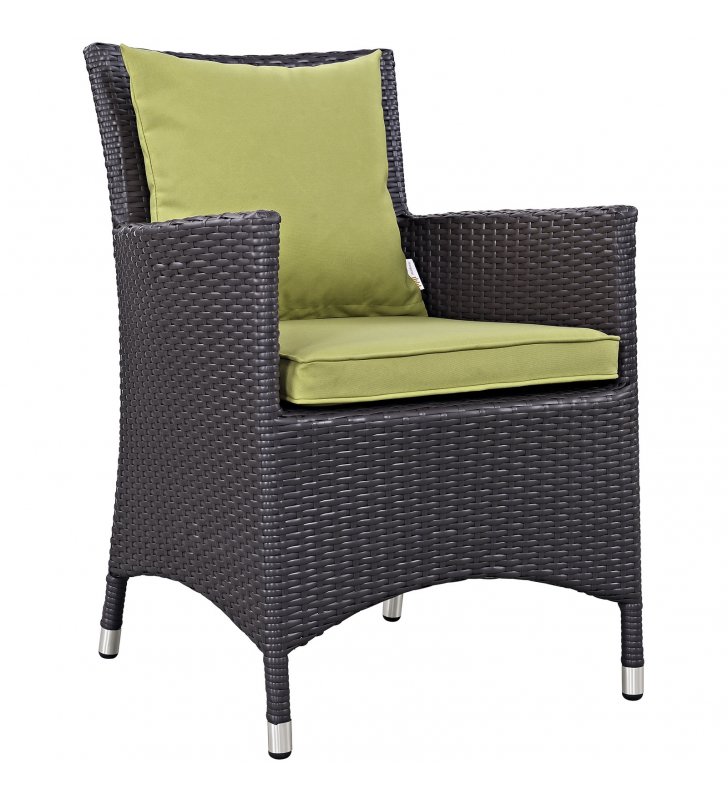 Convene Dining Outdoor Patio Armchair in Espresso Peridot - Lexmod