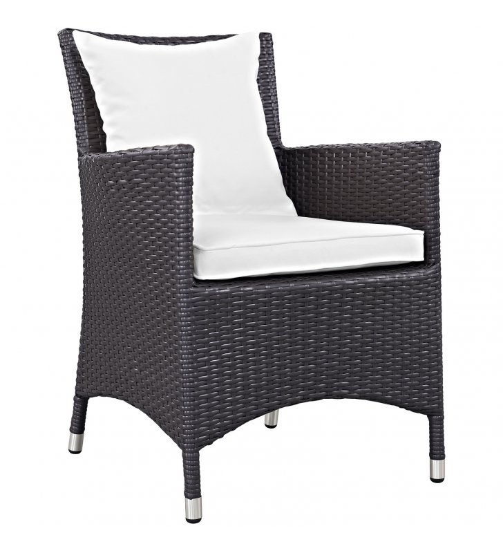 Convene Dining Outdoor Patio Armchair in Espresso White - Lexmod