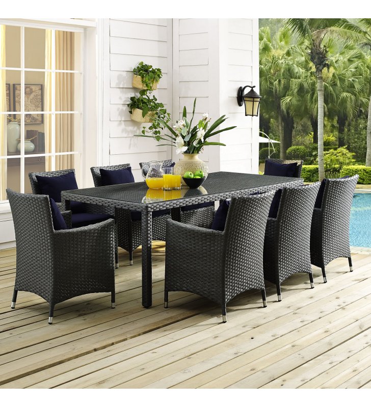 Sojourn 82" Outdoor Patio Dining Table in Chocolate - Lexmod