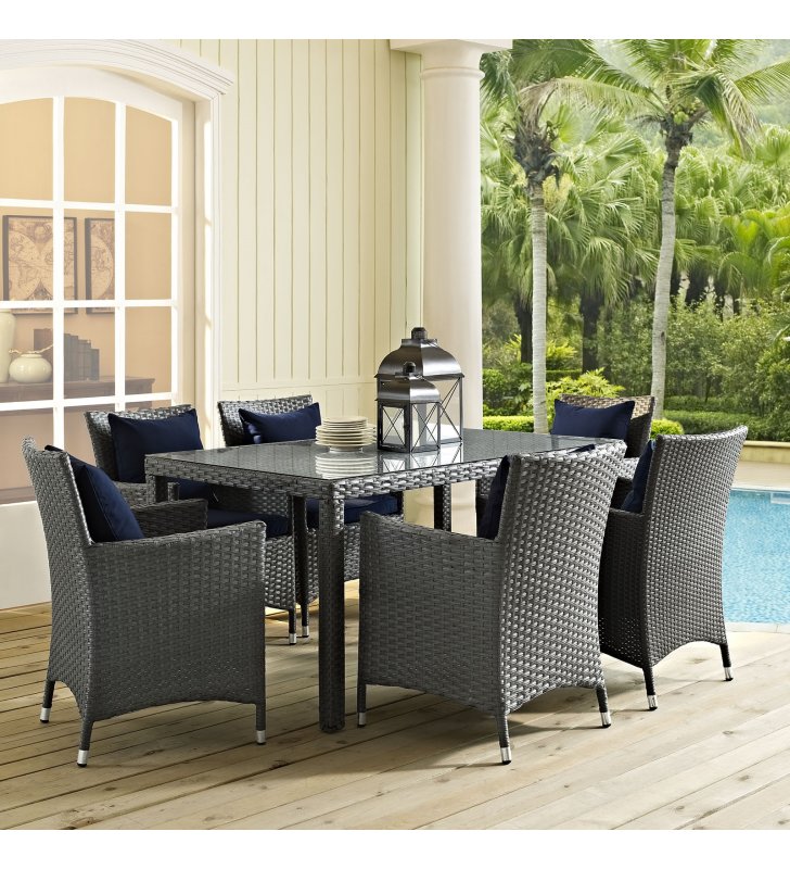 Sojourn 59" Outdoor Patio Dining Table in Chocolate - Lexmod