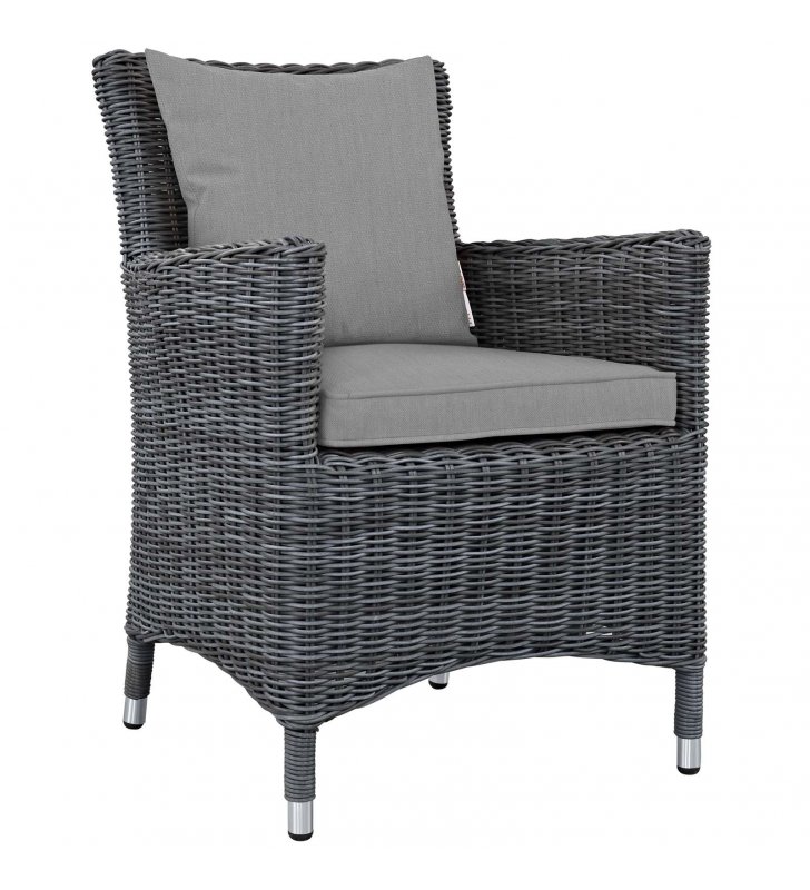 Summon Dining Outdoor Patio Sunbrella Armchair in Canvas Gray - Lexmod