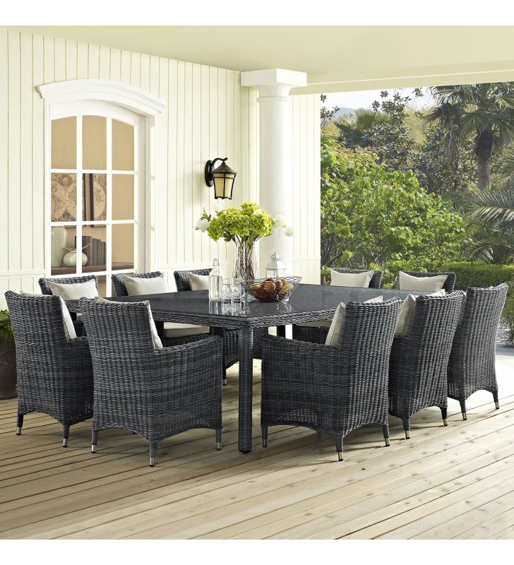 Summon 90" Outdoor Patio Dining Table in Gray - Lexmod