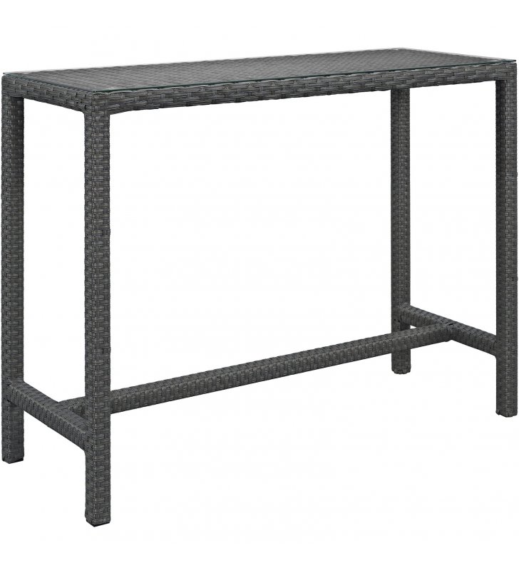Sojourn Large Outdoor Patio Bar Table in Chocolate - Lexmod