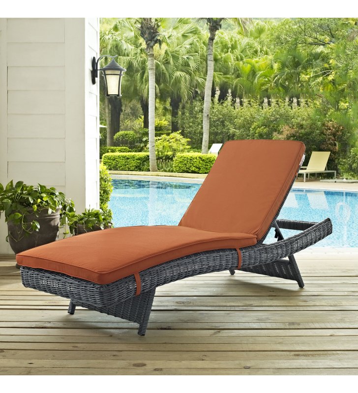 Summon Outdoor Patio Sunbrella¬Æ Chaise in Canvas Tuscan - Lexmod