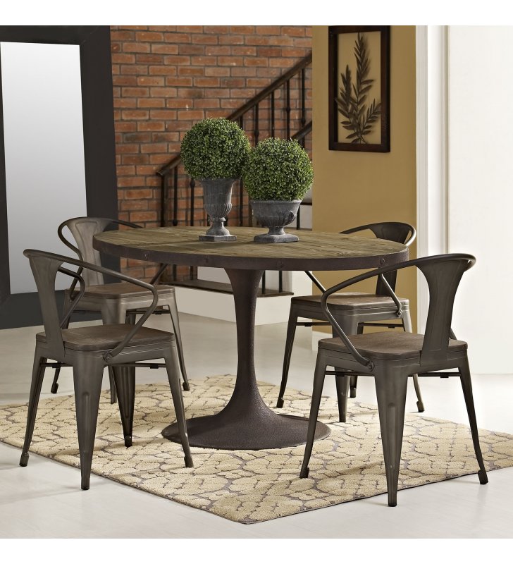 Drive 60" Oval Wood Top Dining Table in Brown - Lexmod