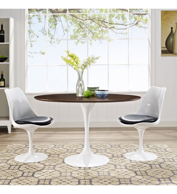 Lippa 48" Oval Walnut Dining Table in Walnut - Lexmod