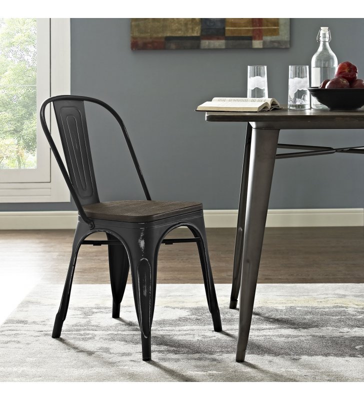 Promenade Bamboo Side Chair in Black - Lexmod
