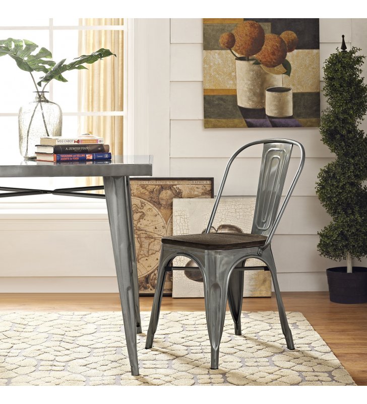 Promenade Bamboo Side Chair in GunMetal - Lexmod