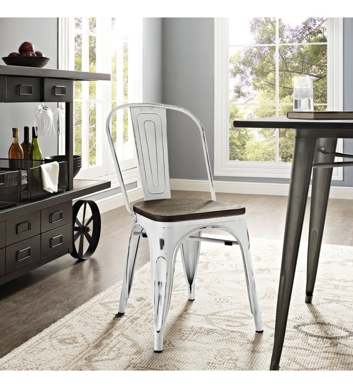Promenade Bamboo Side Chair in White - Lexmod