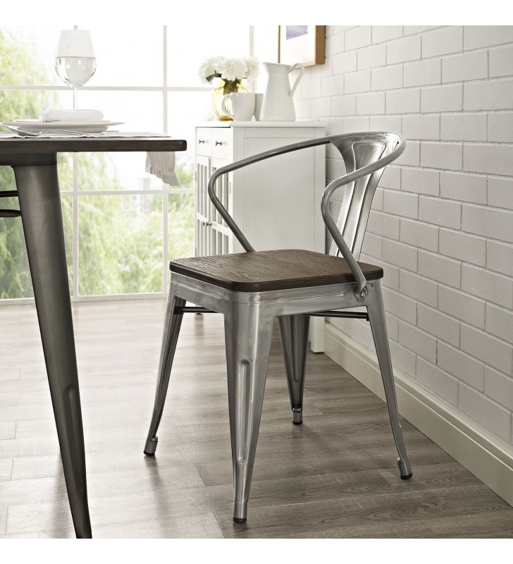 Promenade Bamboo Dining Chair in Gunmetal - Lexmod