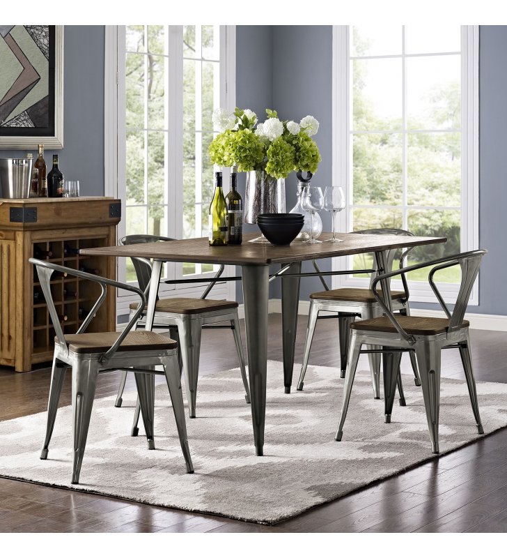 Alacrity 59" Rectangle Wood Dining Table in Brown - Lexmod