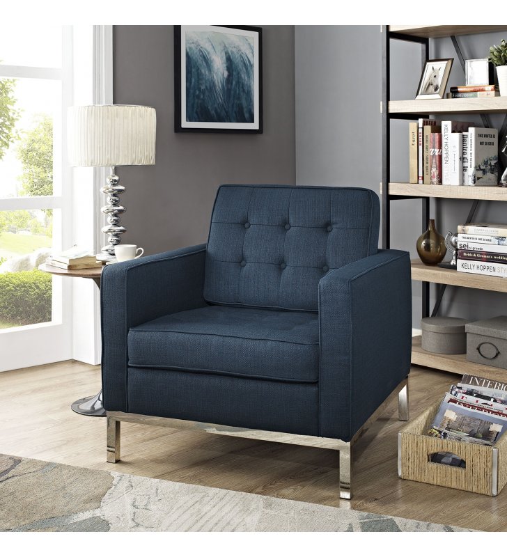 Loft Upholstered Fabric Armchair in Azure - Lexmod