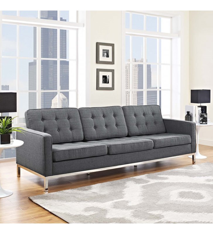 Loft Upholstered Fabric Sofa in Gray - Lexmod