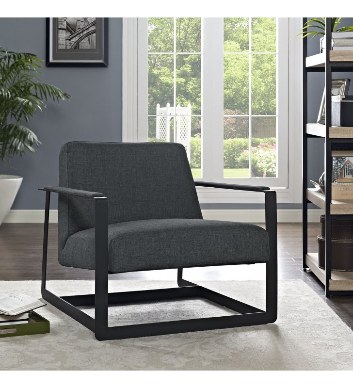 Seg Upholstered Fabric Accent Chair in Gray - Lexmod