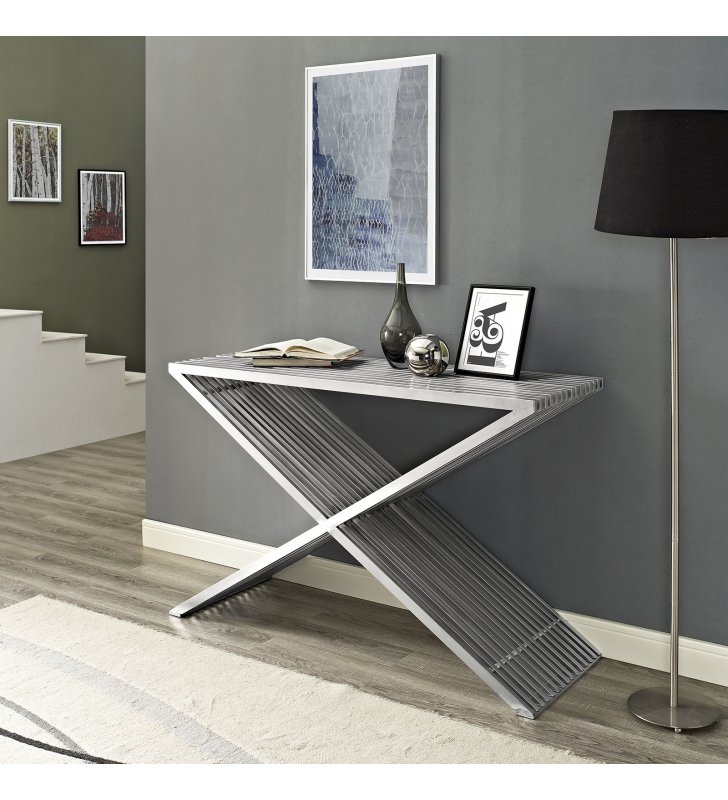 Press Console Table in Silver - Lexmod