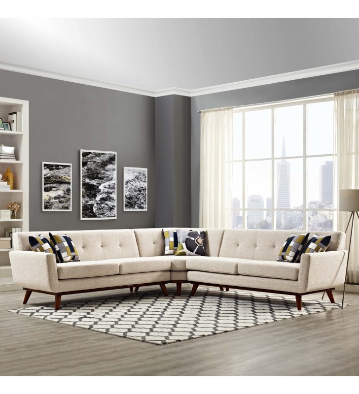 Engage L-Shaped Sectional Sofa in Beige - Lexmod
