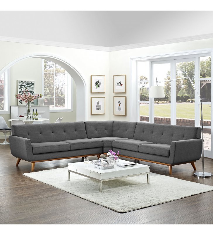 Engage L-Shaped Sectional Sofa in Gray - Lexmod
