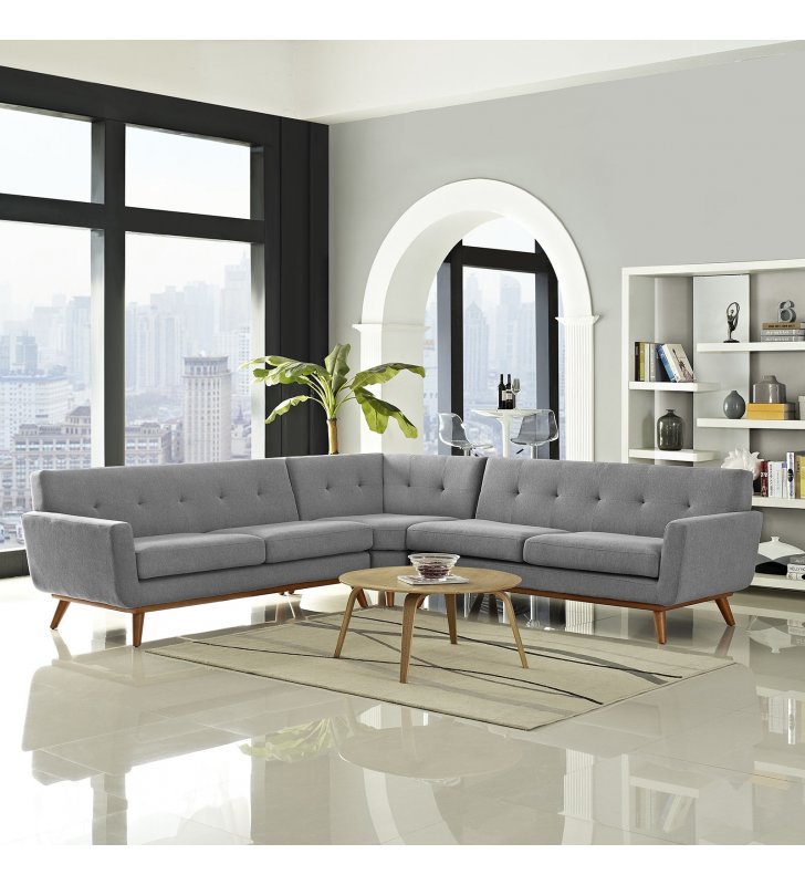 Engage L-Shaped Sectional Sofa in Expectation Gray - Lexmod