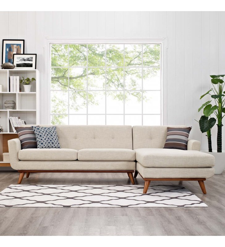 Engage Right-Facing Sectional Sofa in Beige - Lexmod