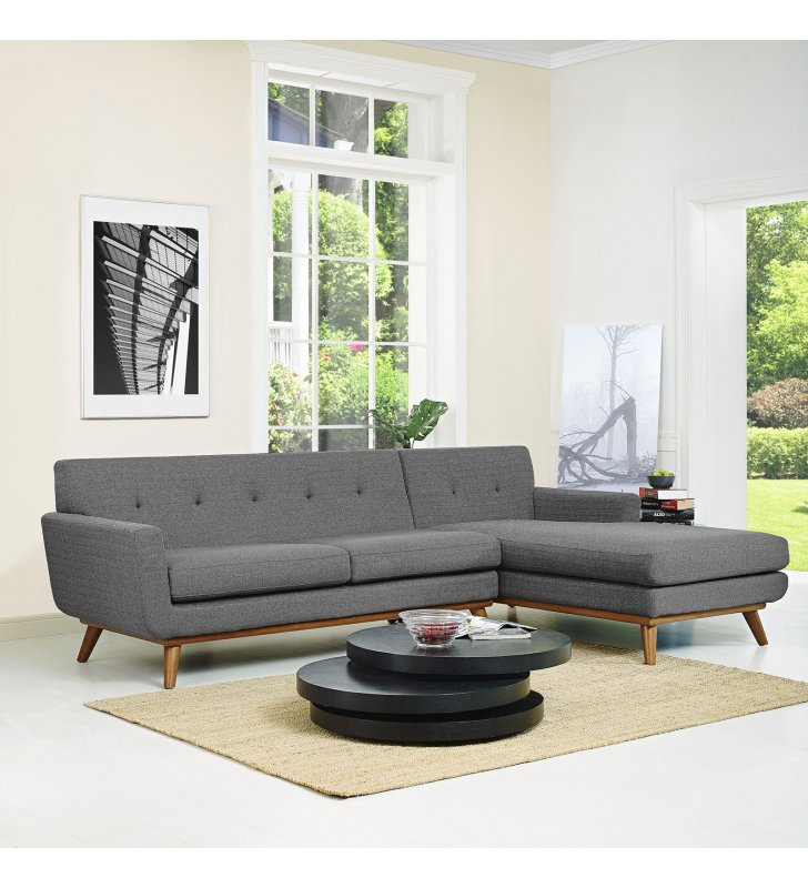 Engage Right-Facing Sectional Sofa in Gray - Lexmod