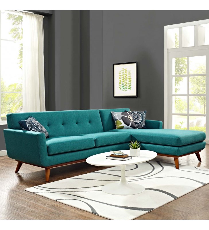 Engage Right-Facing Sectional Sofa in Teal - Lexmod
