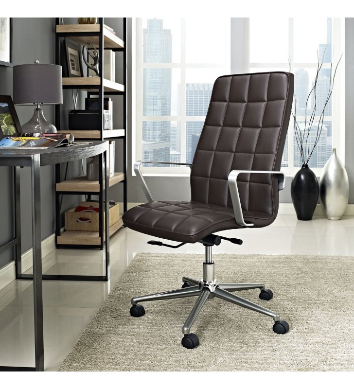 Tile Highback Office Chair in Brown - Lexmod