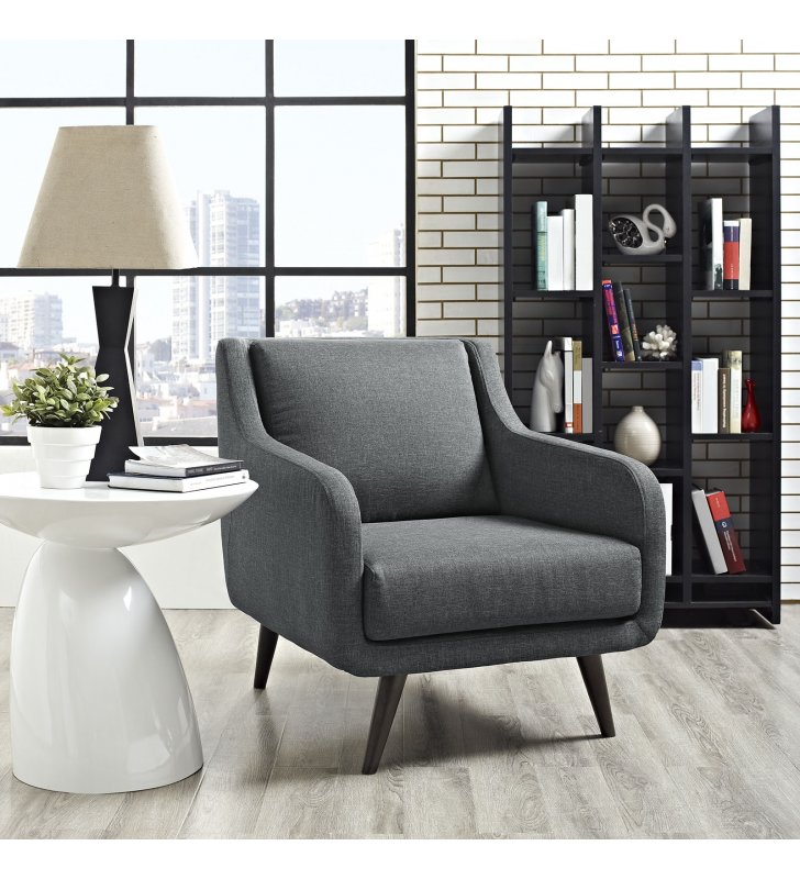 Verve Upholstered Fabric Armchair in Gray - Lexmod