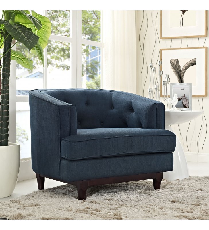 Coast Upholstered Fabric Armchair in Azure - Lexmod