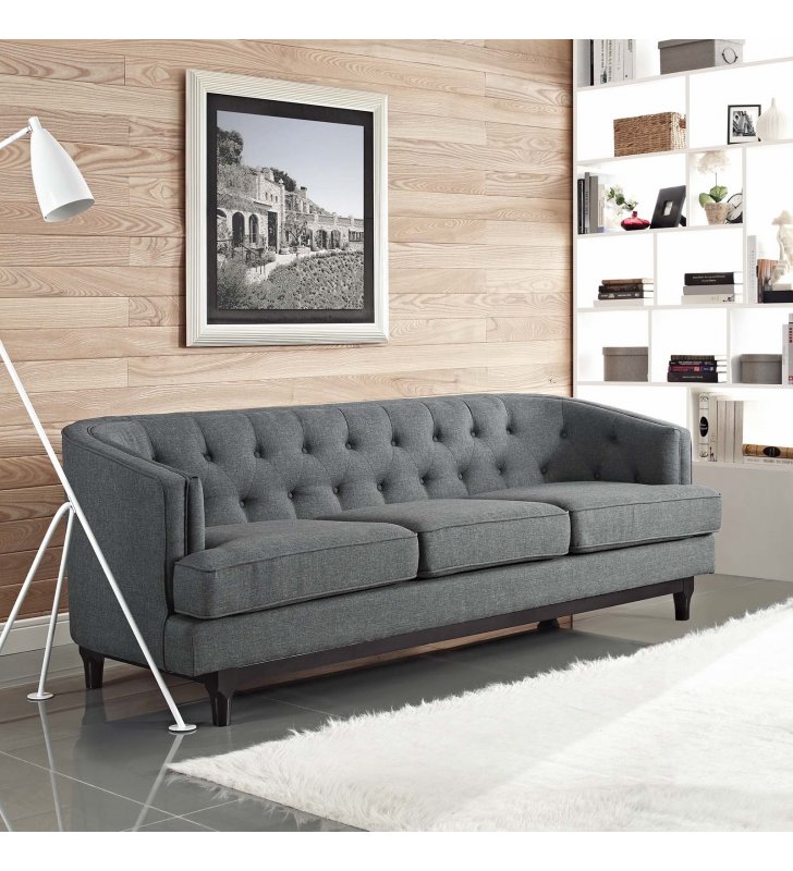 Coast Upholstered Fabric Sofa in Gray - Lexmod