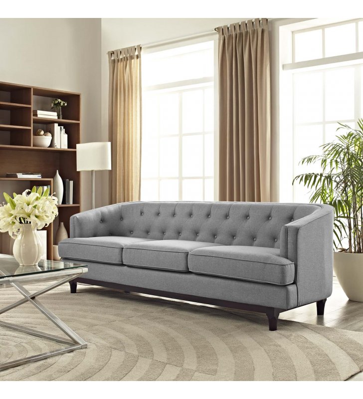 Coast Upholstered Fabric Sofa in Light Gray - Lexmod