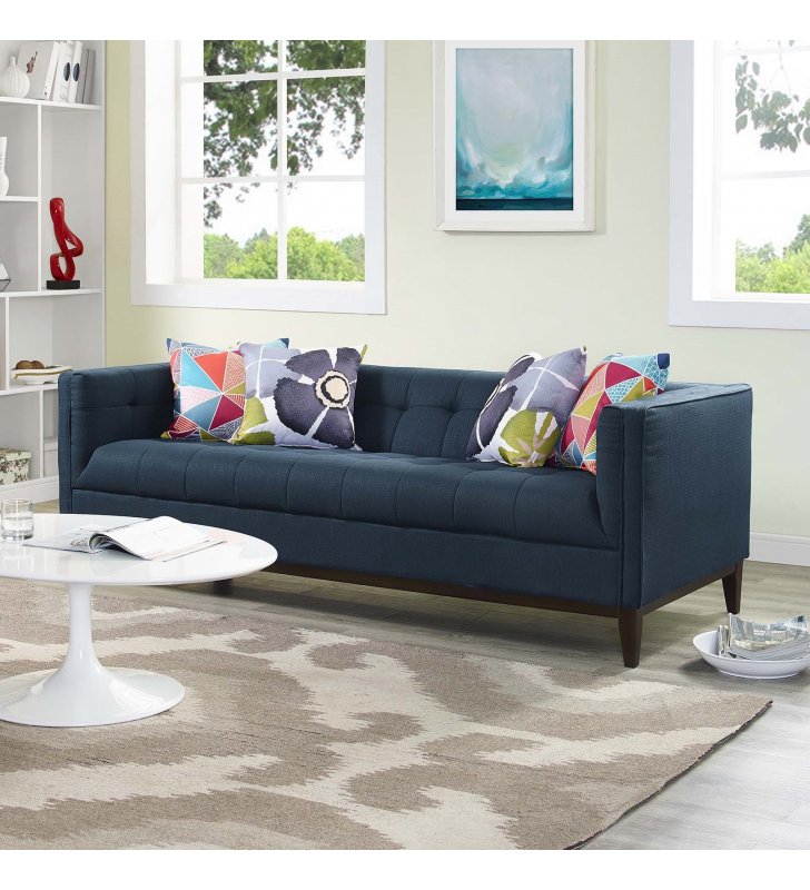 Serve Upholstered Fabric Sofa in Azure - Lexmod