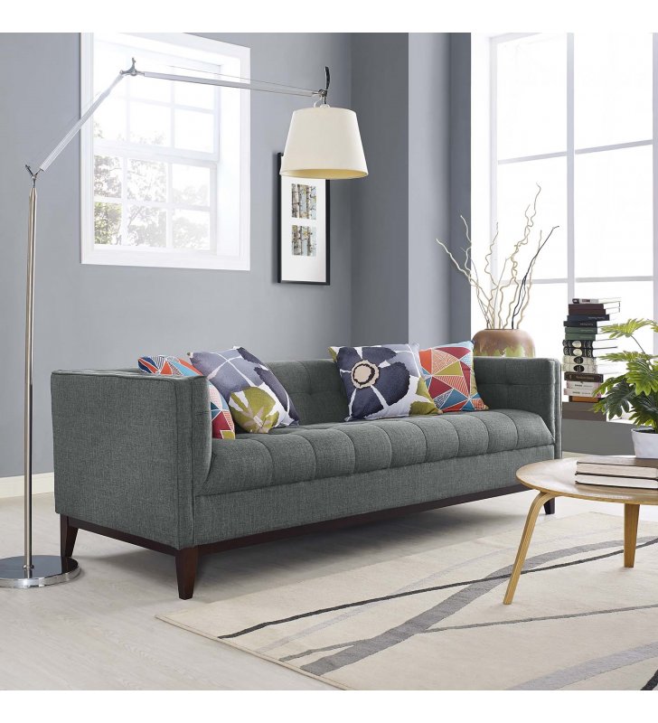 Serve Upholstered Fabric Sofa in Gray - Lexmod
