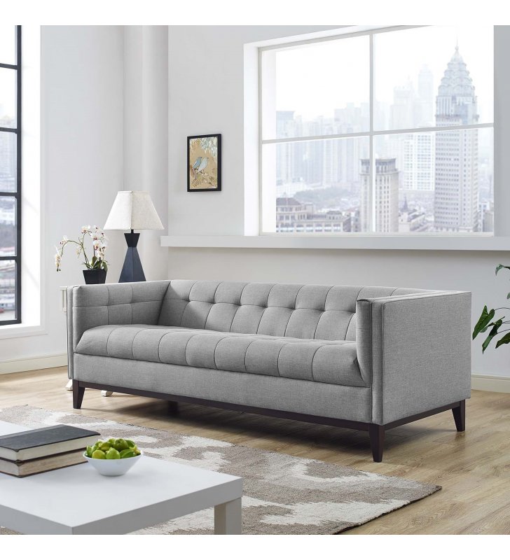 Serve Upholstered Fabric Sofa in Light Gray - Lexmod